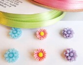 Adorable Mixed Colors  Flowers Earrings Post Set of Three-