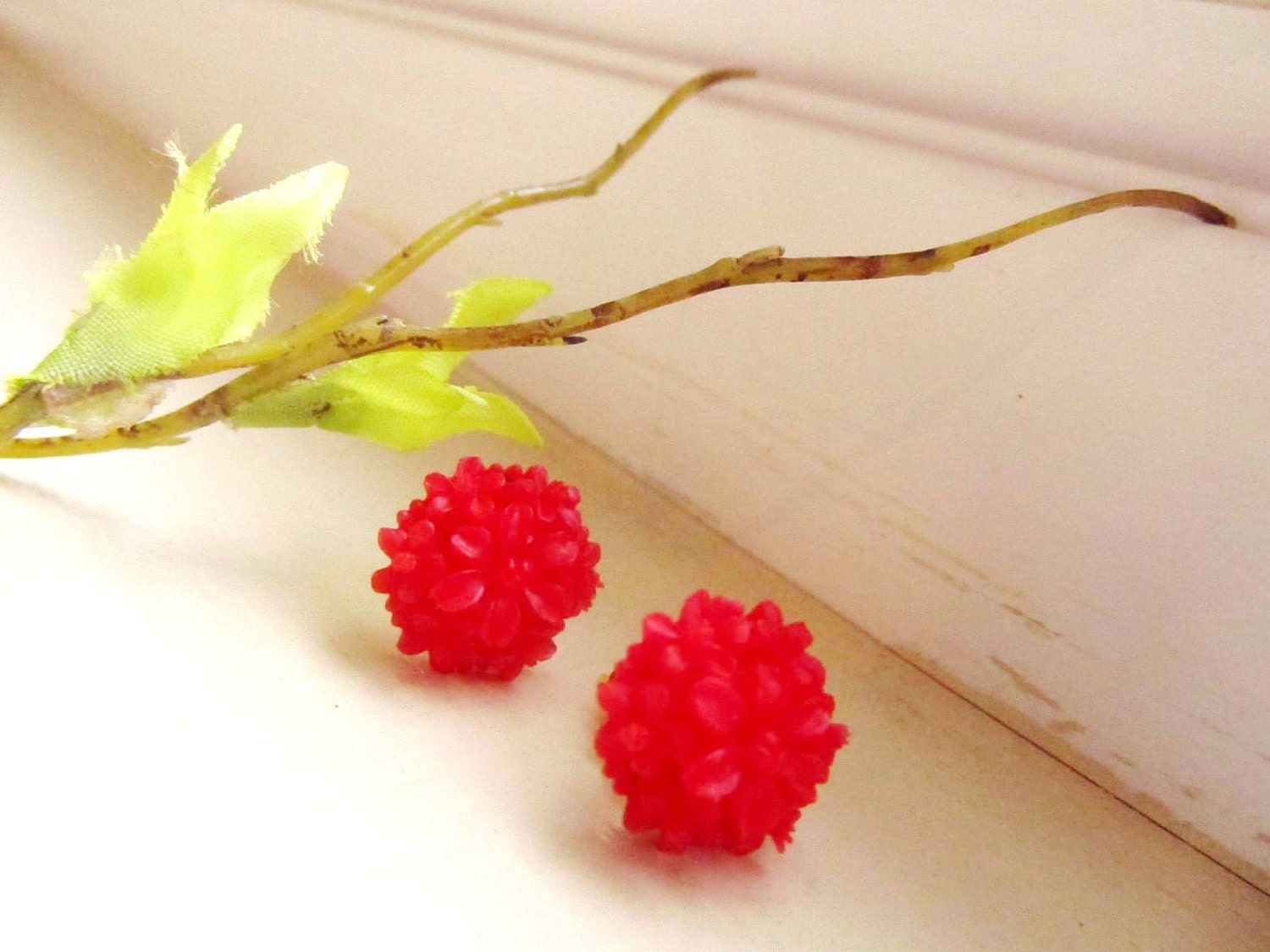 Red clustered Floral Stud Earrings -Flower Earring Post- -