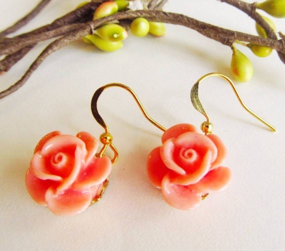 Orange Flower Earringsflower earrings sweet 16 feminine pretty all occasions great gift great buy.-