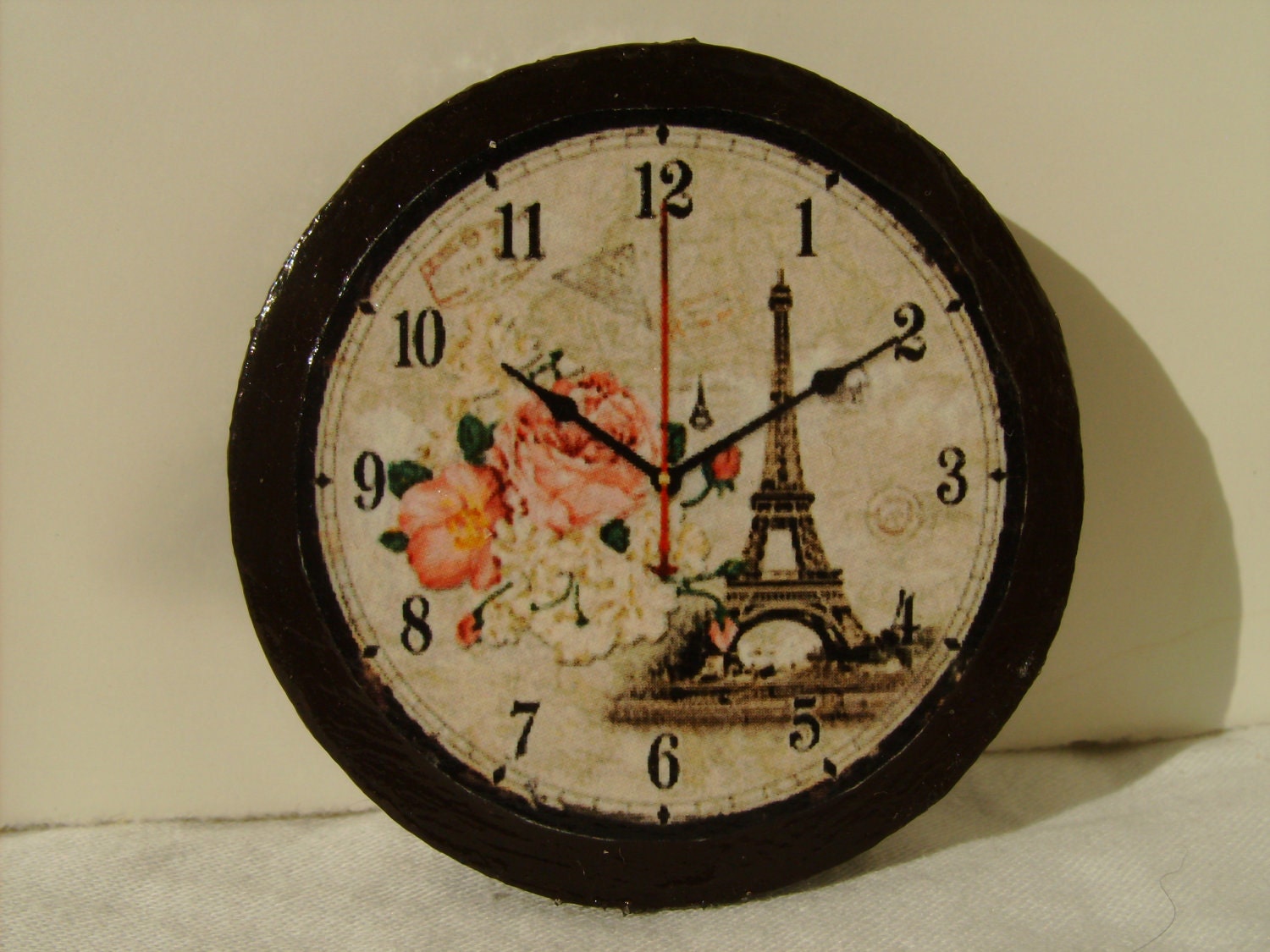 Dollhouse Miniature Wall Clock "Romantic Summer in Paris", Scale One Inch
