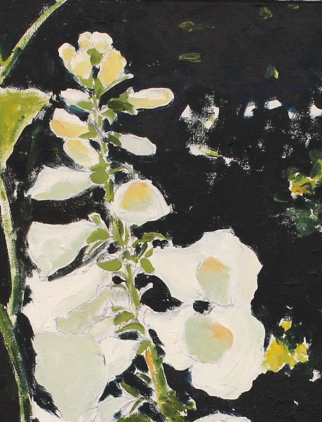 Foxglove Painting Original Oil flower still life on Canvas Black White floral Canada 12x24