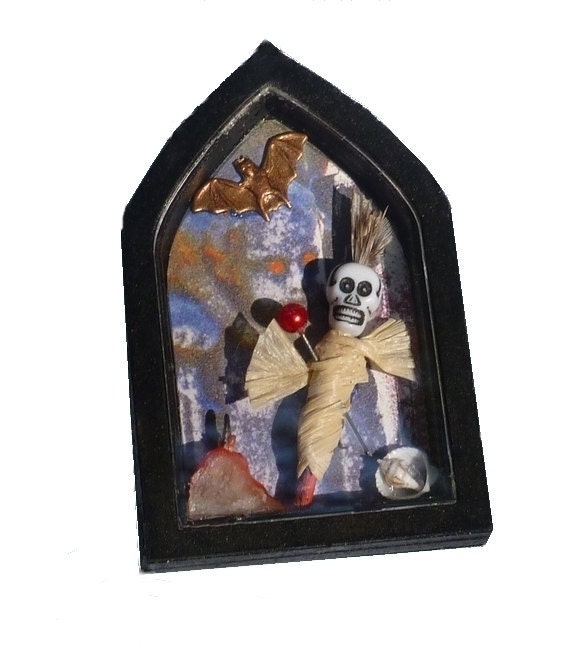 Miniature Shrine, Voodoo Spirit, OOAK Gothic Dark Art, Folk Art Mixed Media Assemblage