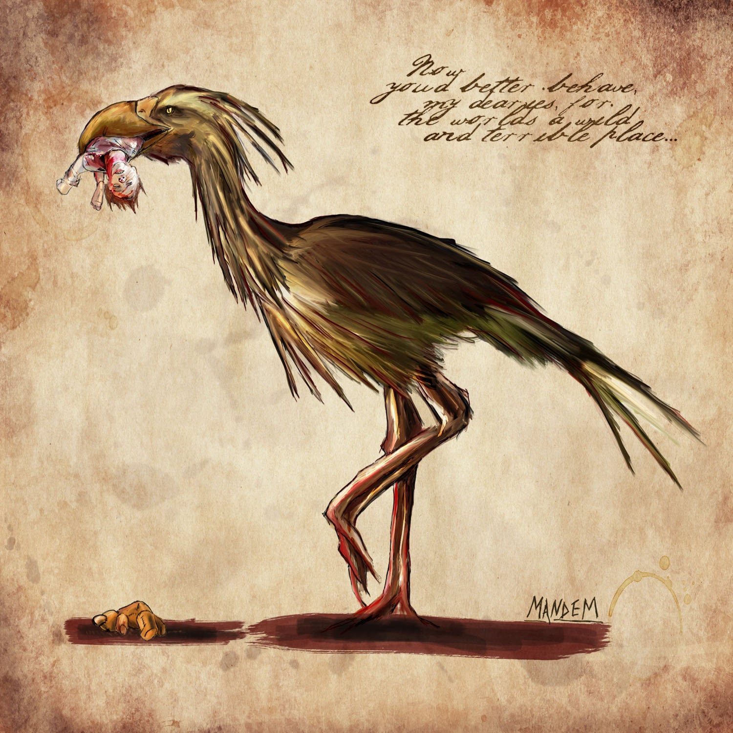 NEVER BIRD (Abney Park "Airship Pirates") Art Print 8"x8" by MANDEM