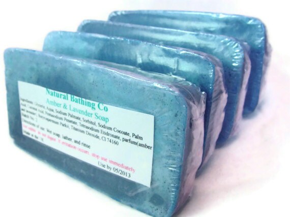 Organic Amber and Lavender Glycerin Soap, Handmade Shea Soap, Natural Soap, Gentle Soap, No SLS/SLES Floral Soap - Gift for her