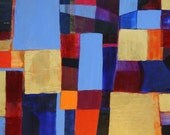 Do you know the way to San Jose, large original modern art abstract painting by Victoria Kloch, geometric, gold, multi color