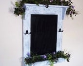 Chalkboard Shabby Rustic Chic  Furniture, Key Hooks, Shelf, Blackboard, Chalk Board,Distressed Chalkboard,Message Board,Wall Decor