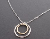 Double twisted rings Sterling silver Necklace - simple everyday jewelry - Symbolic,Casual,Modern,Sweet Gift Idea