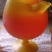 10% Discount..VINTAGE SALE 1950s Vintage Retro Orange Yellow Satin Art Glass Juice Decanter Set