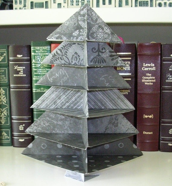 Origami Christmas Tree  Decoration in Grey