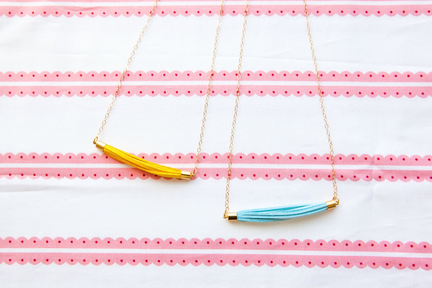 Mustard Cord 'Cousin' Necklace with 14k Gold Filled Chain