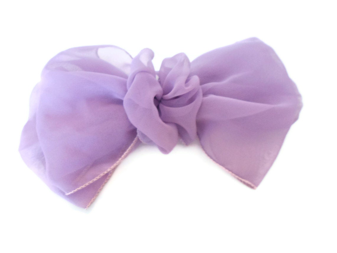 Vintage Hair Bow - Big 80s Hair Bow in Purple Lavender