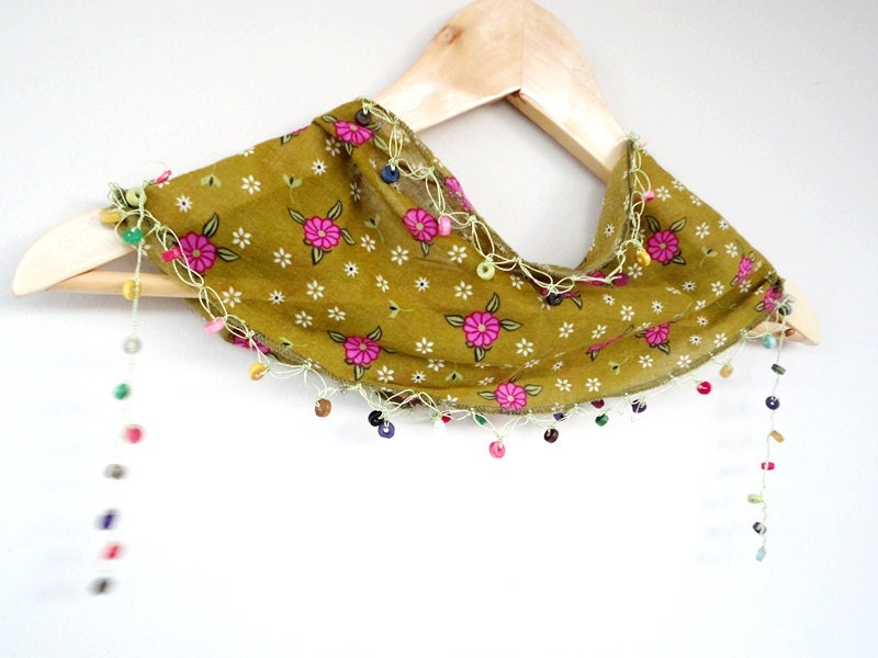 Cotton Scarf Adornerd Handcrochet ,Woodenbeaded Scarf,Bandana,Headband,Elegant 2013 fashion