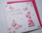 Gorgeous Hand Made Personalised Birthday Card - personalised with name and age.