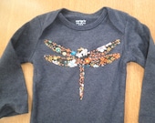 Dragonfly Applique on White Bodysuit