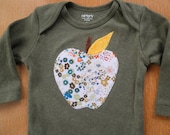 Apple Applique on White Bodysuit
