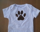 Paw Print Applique on White Bodysuit