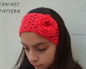 Crocheted headband/headwrap with flower PATTERN PDF-FILE