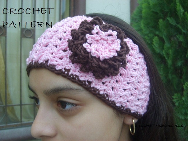 PATTERN PDF-FILE crochet headwarmer/headband with cute flower (2 sizes)