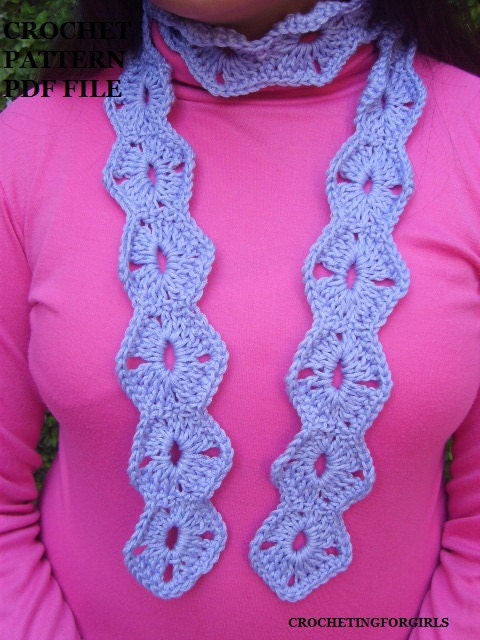 Crochet Pattern PDF File skinny diamond scarf