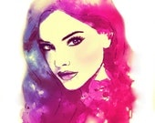 Moonlight Sunset - Watercolor Mixed Media Glamour Fashion Illustration Painting Art Print