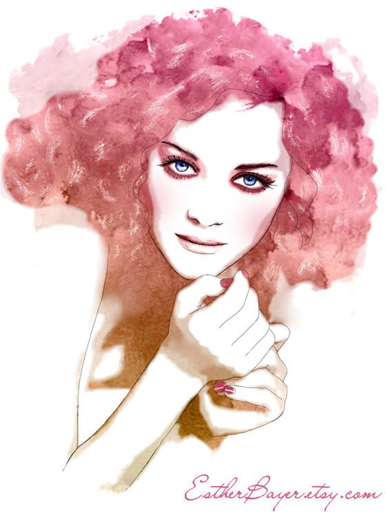 Watercolor Mixed Media Print Fashion Illustration Poster Soft Rose Pink