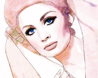 Mauve Vintage 60s Vogue Uk Cover watercolor Fashion Illustration Painting Print