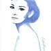Original Watercolor & Ink Painting Audrey Hepburn