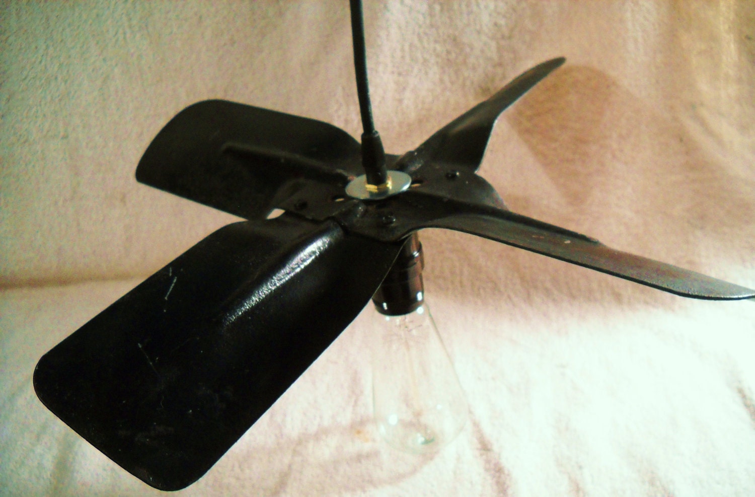 Vintage Industrial Pendant Light Hanging Lamp Black Metal Old Car  Fan with Edison Marconi Filament Bulb