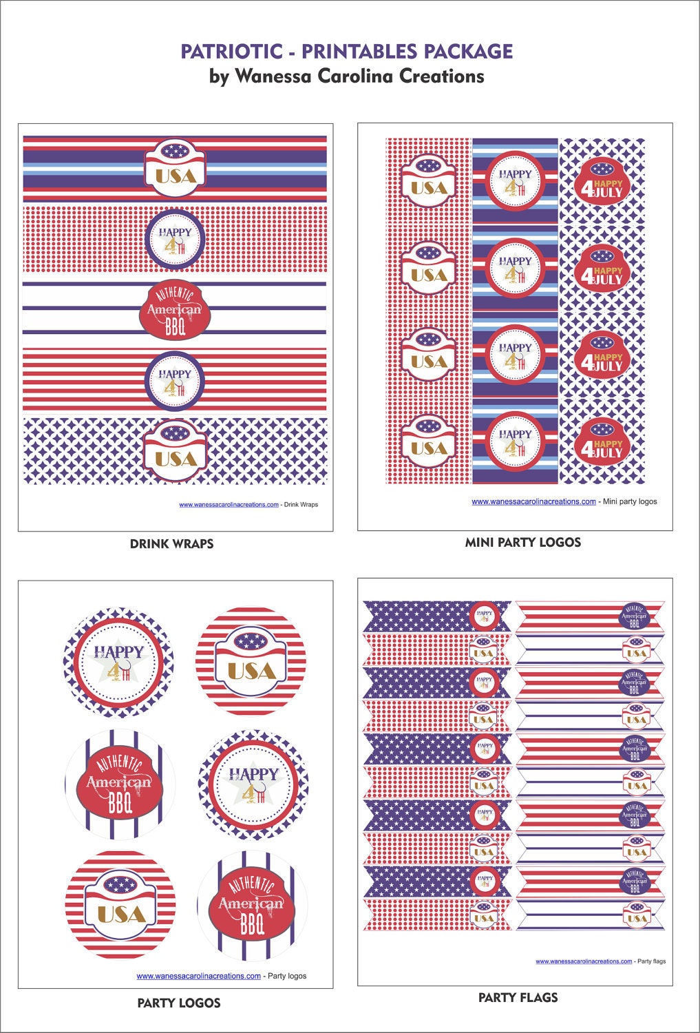 MEMORIAL DAY / 4th of July Party Printables - Patriotic Party Printables - Instant Download Il_170x135