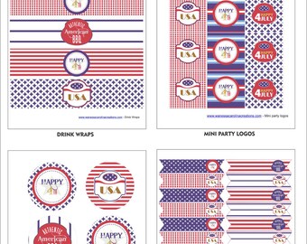 MEMORIAL DAY / 4th of July Party Printables - Patriotic Party Printables - Instant Download