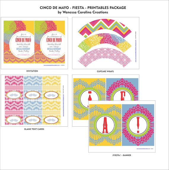 CINCO de MAYO - FIESTA - Printables Package - Mexican Fiesta Party Printables - Cinco de Mayo Invitation