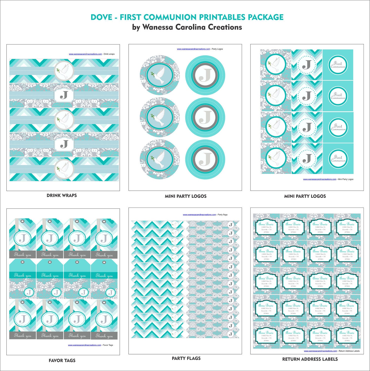 DOVE FIRST COMMUNION Printables Package - First Communion Party Printables - First Communion Invitation Il_570xn