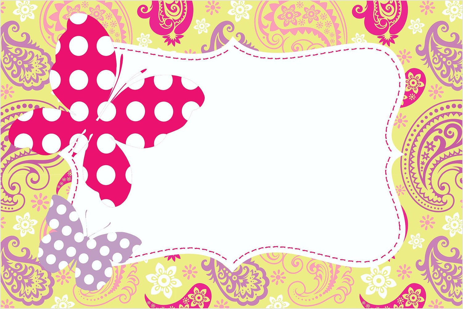 FLOWERS AND BUTTERFLIES Birthday Party or Baby Shower - Bandana and Polka Dots Printables PartyPackage - Girls Party