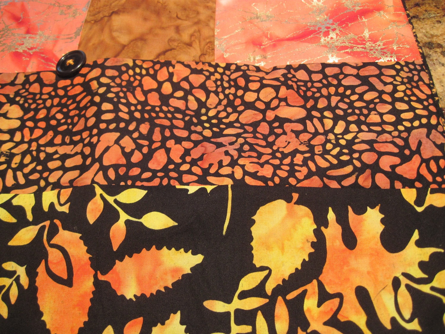 14" x 14" PILLOW COVER - Orange Monarch Butterfly Garden Nature Fine Cotton Batiks