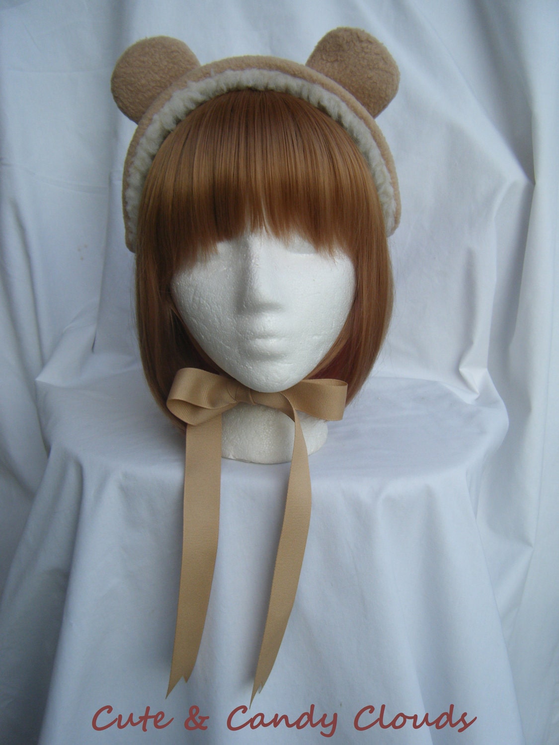 Cute sweet lolita plush bear bonnet/headdress