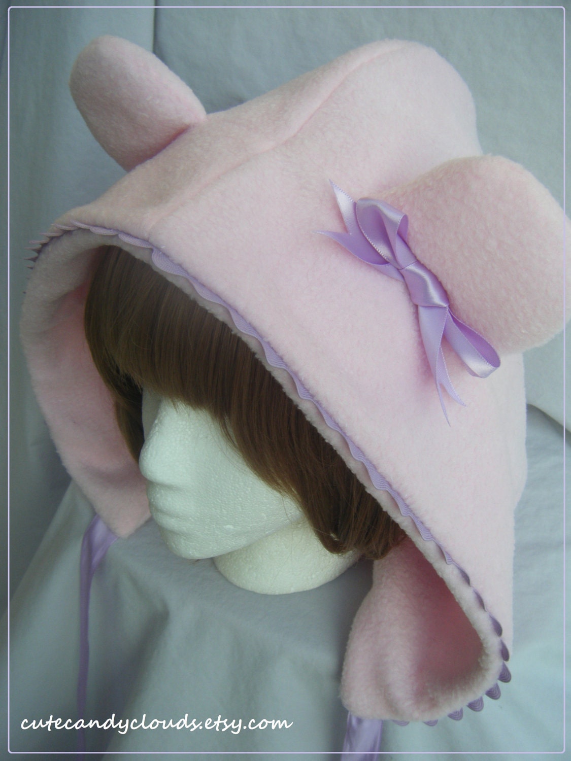 Sweet lolita fairy kei cute Fancy Bear pink and lavender hood