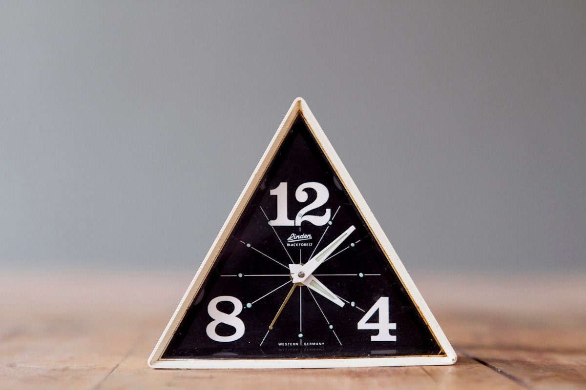 Rare Vintage Linden Black Forest Geometric Alarm Clock Made in West Germany