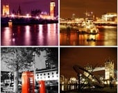 London Collection. Sale Bundle, 4 8x8prints. Wall decor. Fine Art Photography. Tower Bridge, Red Phonebooth, Big Ben, Houses of Parliament