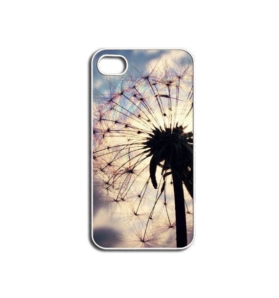iPhone Case, Whimsical Rainbow Dandelion Glow, iPhone 4/4S/iPhone 5 case, iPhone 4/4S/iPhone 5S case purple Blue Sky White Clouds