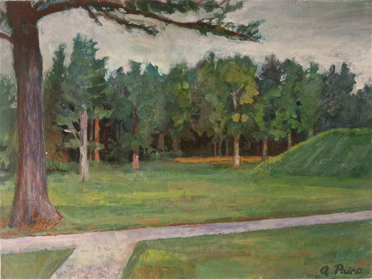 Original acrylic landscape painting of path and forest any wall art kids wall decor children nursery room decor signed12x16
