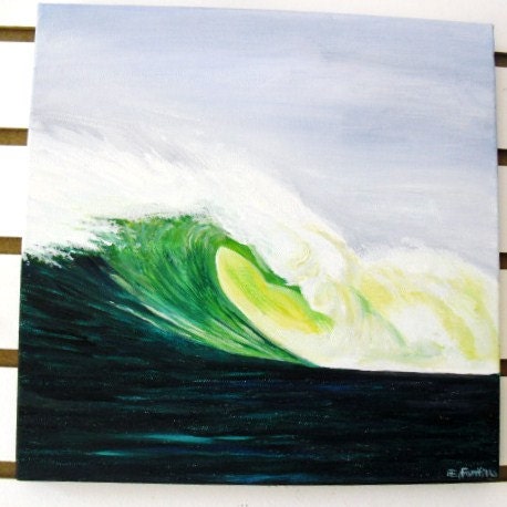 Original Painting- Tropical Wave -Rincon Puerto Rico- Beach Decor-Coastal Decor-Free Shipping