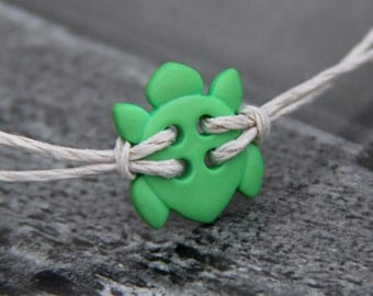 Baby Turtle Button adjustable hemp bracelet.