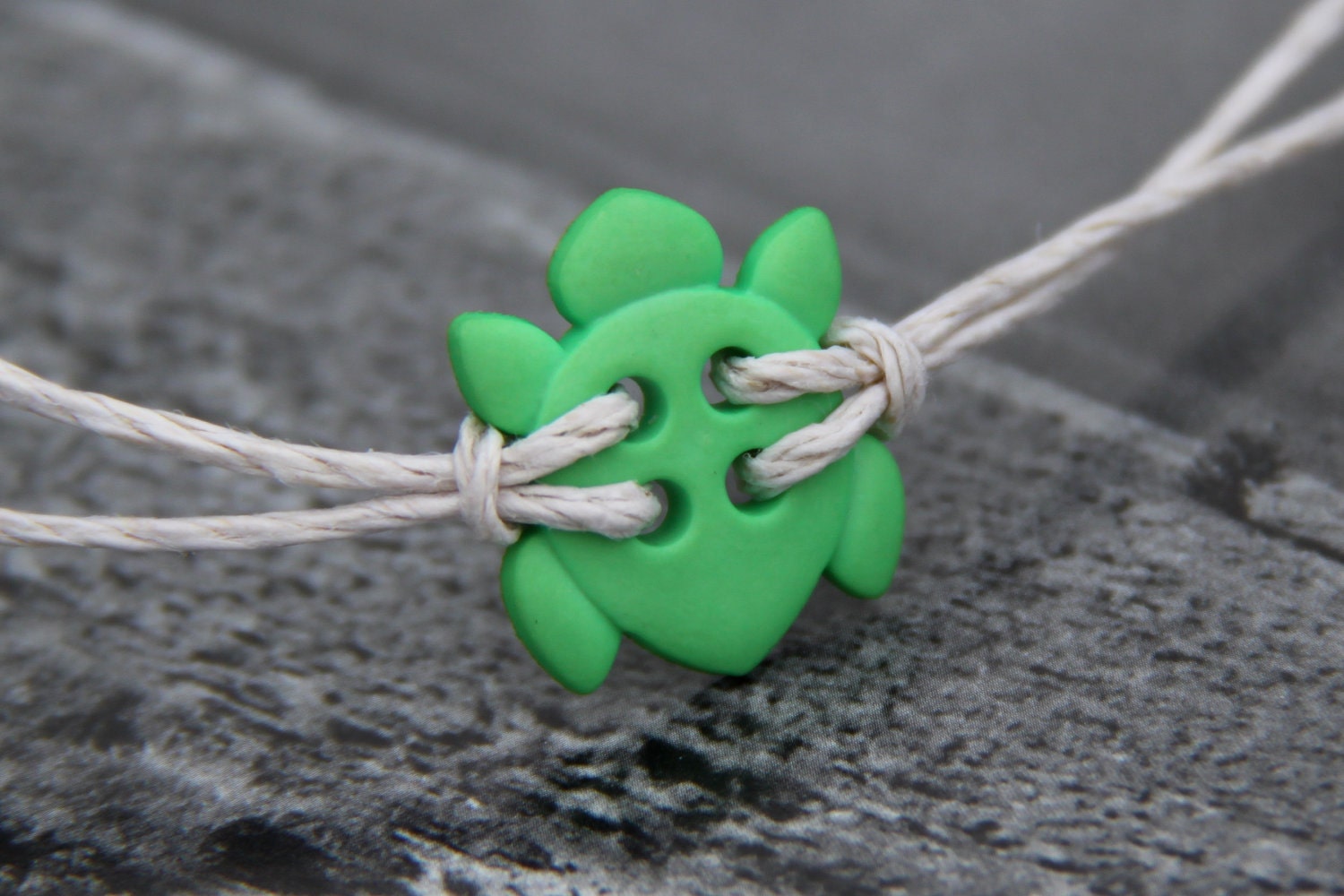 Baby Turtle Button adjustable hemp bracelet.