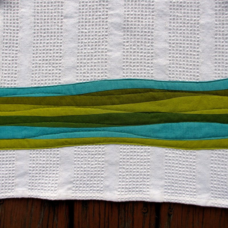 Modern Kitchen Towel, Teal and Green Dish Towel