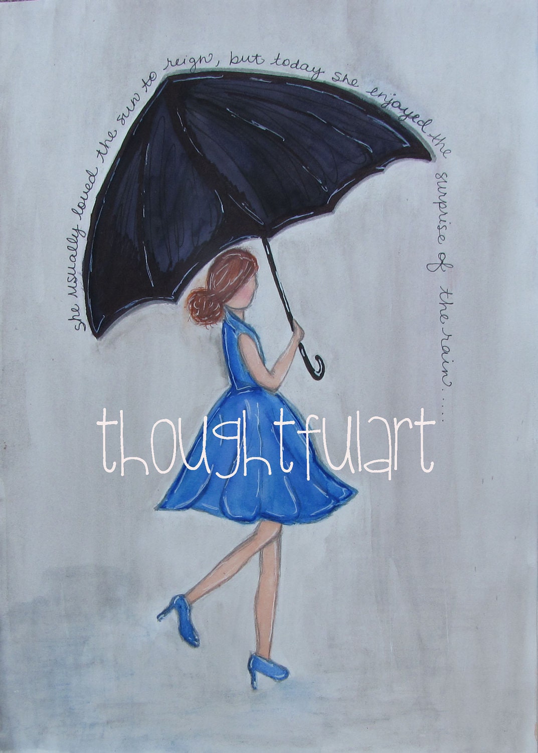 Walking in the rain - Print