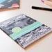 Notebook, A5 sized, green circle and geometric shapes with greenhouse photo cover, perfect bound
