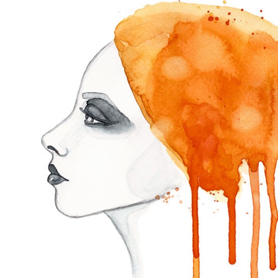 Watercolor "Sun girl" portrait - limited edition illustration print