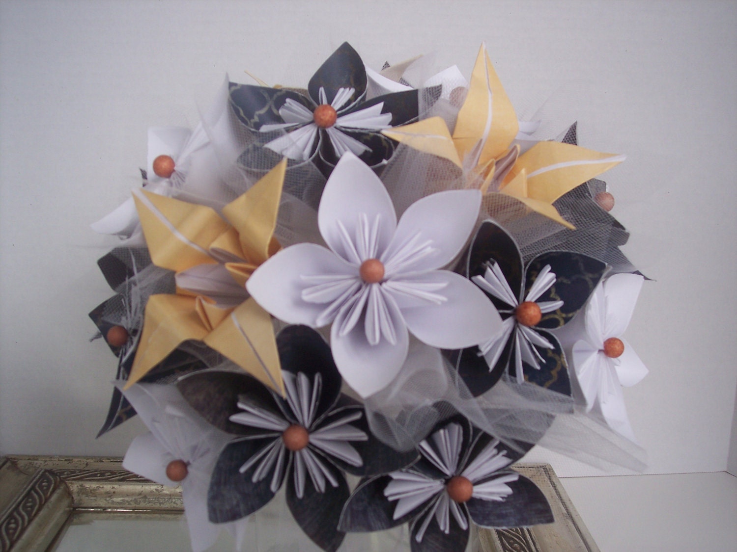 Paper flowers, origami paper bouquet