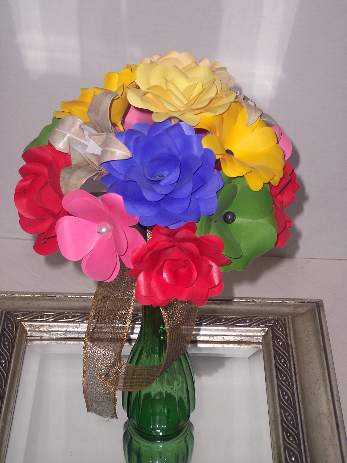 Paper flower wedding bouquet
