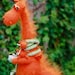 Orange dragon and his baby - crocheted and felted fairy creatures - One of a kind - Made to order